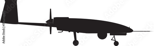 Military Drone UCAV Unmanned Combat Aerial Vehicle Vector Silhouette