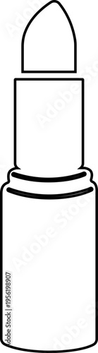 Lipstick vector icon, cosmetic makeup silhouette and outline beauty fashion symbol isolated on transparent background for branding and salon design