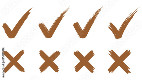Illustration of Brown checkmarks and X marks