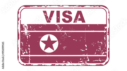 Illustration of North Korea visa stamp travel document border control