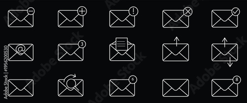 Art & Illustration Mailing web icons in line style. Email, text, post office, mail, mailbox, collection. Vector illustration.