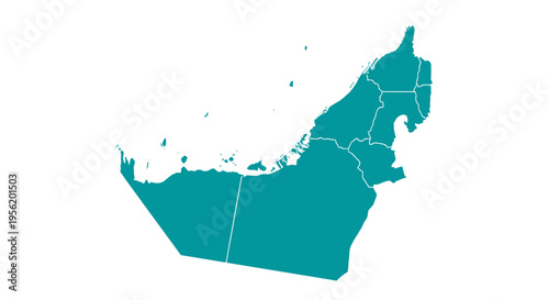 Turquoise teal map silhouette of united arab emirates country outline
