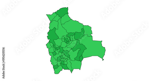 Bolivia map outline shape vector graphic with internal regions highlighted