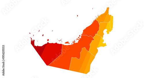 Stylized map of united arab emirates with gradient color transition from red