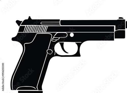 MobileBlack handgun pistol silhouette vector icon isolated on white background for police security defense military concepts firearm safety training and weapon silhouette graphic design