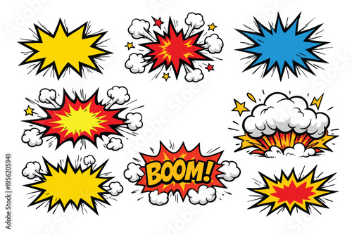 Hand Drawn Starburst and Explosion Shapes Set