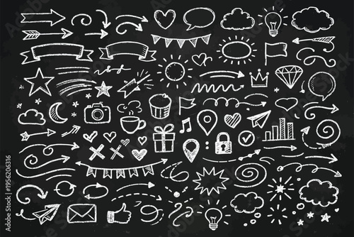 Hand Drawn Scrapbook Decorative Elements Set