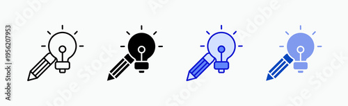 Idea Icon Sheet Multiple Style Collection Isolated Vector