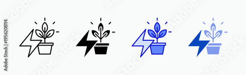 Energy Icon Sheet Multiple Style Collection Isolated Vector