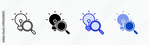 Search Icon Sheet Multiple Style Collection Isolated Vector