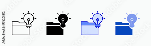 Folder Icon Sheet Multiple Style Collection Isolated Vector