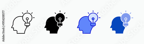Mind Icon Sheet Multiple Style Collection Isolated Vector