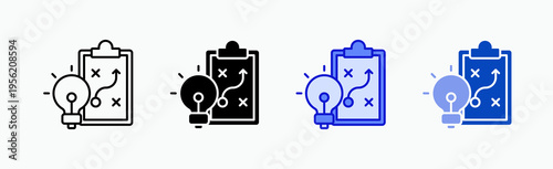 Strategy Icon Sheet Multiple Style Collection Isolated Vector