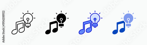 Music Icon Sheet Multiple Style Collection Isolated Vector