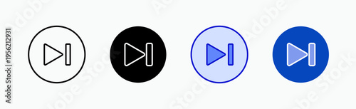 Skip Icon Sheet Multiple Style Collection Isolated Vector