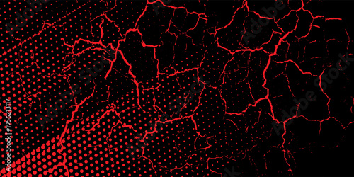 Halftone dots red and black color pattern gradient grunge texture background. Dot pop art comic sport style vector illustration. grunge vector dots