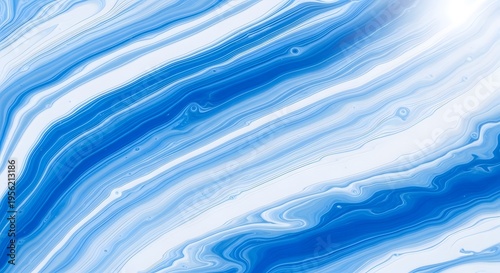 Abstract background featuring fluid blue and white acrylic paint pouring in a diagonal pattern