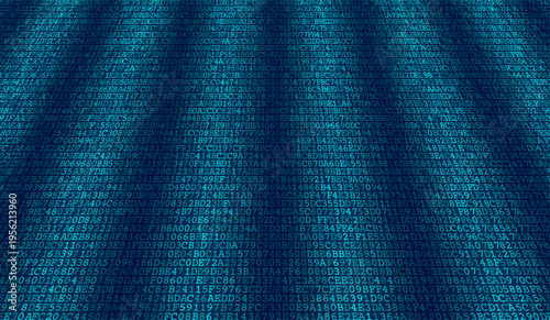 The Data Horizon - Artistic Binary Gradient and Digital Symbol Distribution