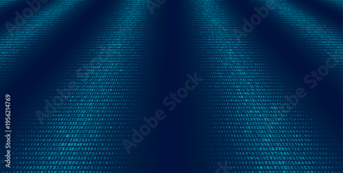 Binary Bifurcation - Minimalist Symmetric Data Columns and Central Digital Void. Perspective.