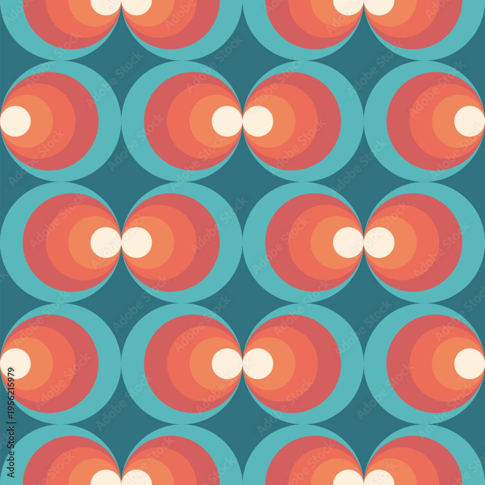 Fototapeta premium Retro seamless pattern. Mid century modern style. Vintage modern background. Geometric fashion fabric print. for prints on fabric, textile, covers, wallpaper, interior, wrapping. vector illustration