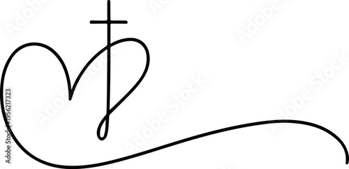 Outlined heart and cross