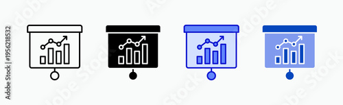 Bar chart Icon Sheet Multiple Style Collection Isolated Vector
