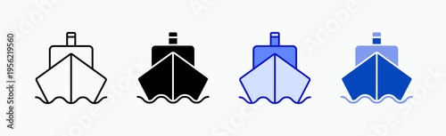 Ship Icon Sheet Multiple Style Collection Isolated Vector