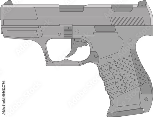 Walther P99 Semi Automatic Pistol 9mm Caliber Police Gun Vector