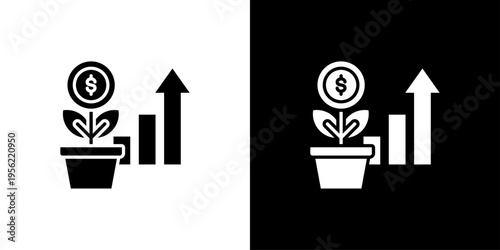 Investment Gain Icon Sheet Black And White