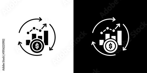 Cash Flow Icon Sheet Black And White