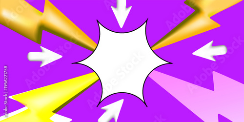 Blank comic cartoon purple background with thunder lightning. empty dialog background thunder lightning. Comic background cartoon style