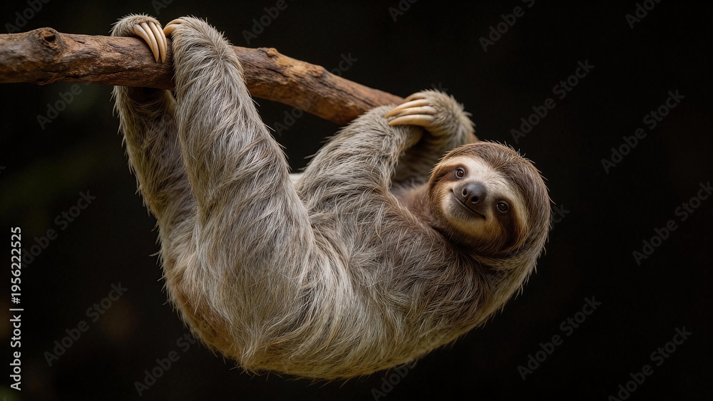 Fototapeta premium Sloth hanging from tree branch