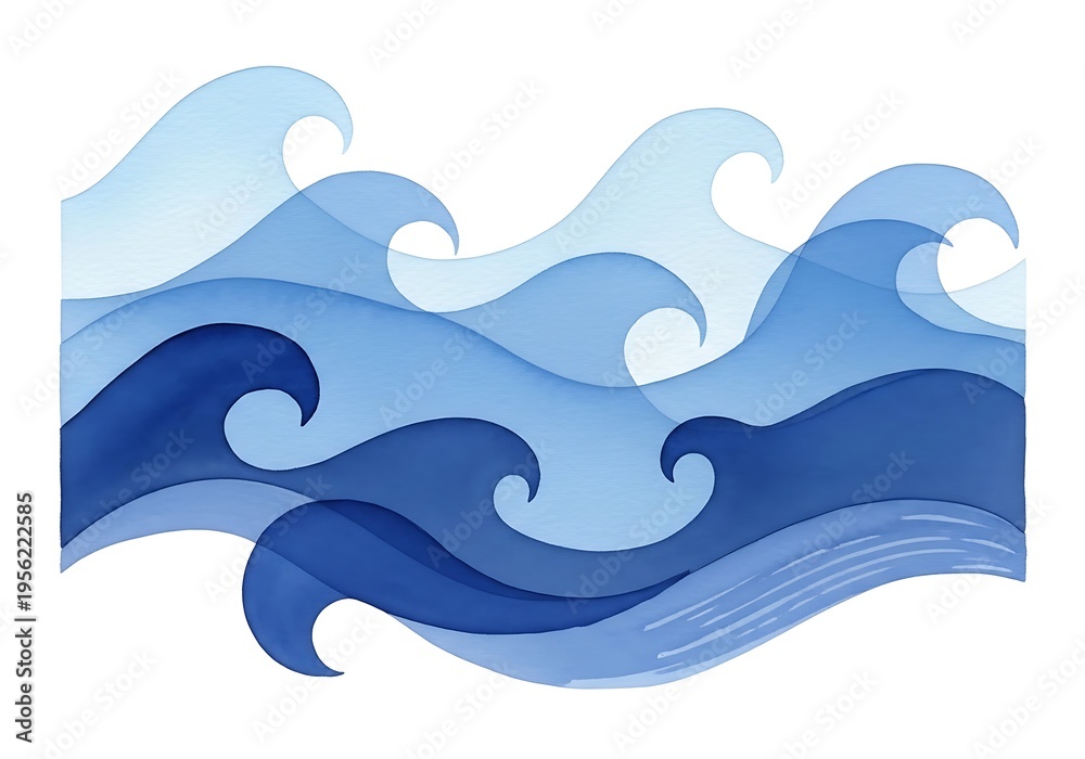 Fototapeta premium Ocean waves crash in a serene natural setting with deep blue hues.