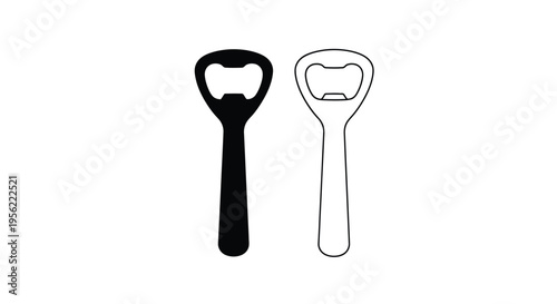 Two bottle openers one dark and one light in silhouette