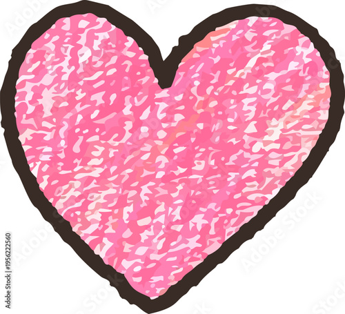 クレヨンやパステルで描いたような質感の手描きのピンク色ハート