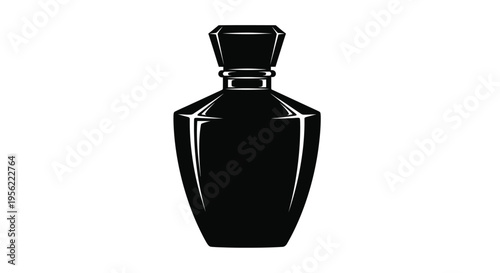 Elegant perfume bottle design in a striking black silhouette