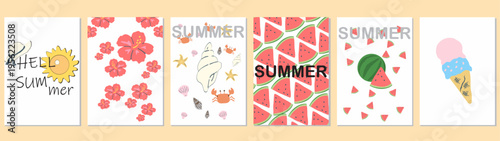 summer modern poster, hello summer templates, poster ,booklet ,wall décor vector illustration ,beach poster