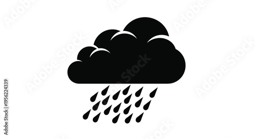 Dark cloud with falling raindrops a striking black silhouette