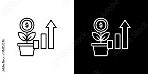 Investment Gain Icon Sheet Black And White