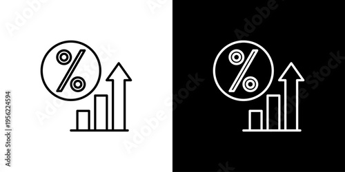 Percentage Up Icon Sheet Black And White