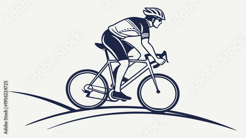 Cyclist Riding Bicycle During a Race, Mockup Design