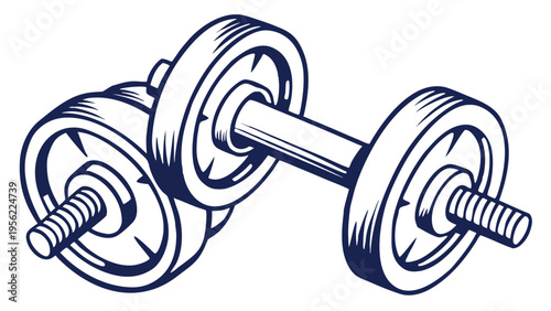 Illustration of a barbell mockup for fitness and weightlifting