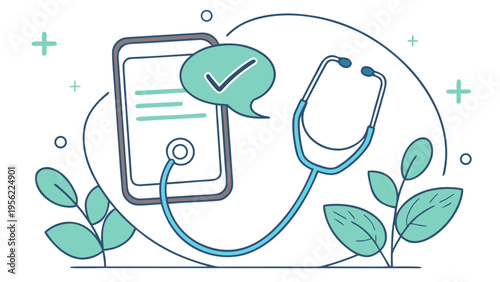 Digital Health Checkup Mockup with Stethoscope and Mobile Device