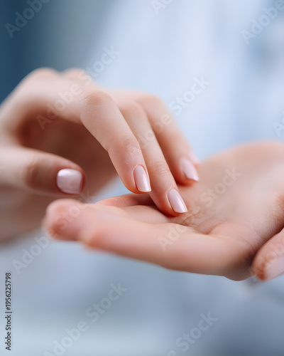 Gentle hand care action spa relaxation focus close-up view