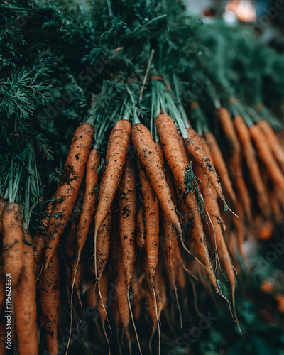 Harvesting fresh carrots farmer's market food outdoor close-up