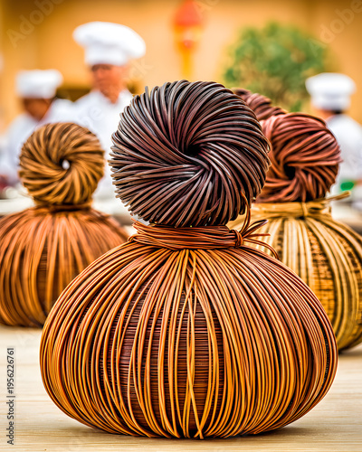 Culinary art display artisan market food outdoor close-up craftsmanship