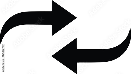 Black double reverse arrows icon isolated on white background, exchange and transfer concept vector illustration.