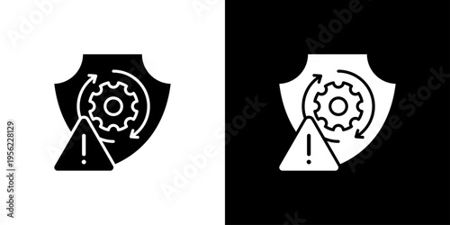 Risk Management Icon Sheet Black And White