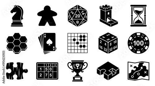 Board game and tabletop gaming icon set