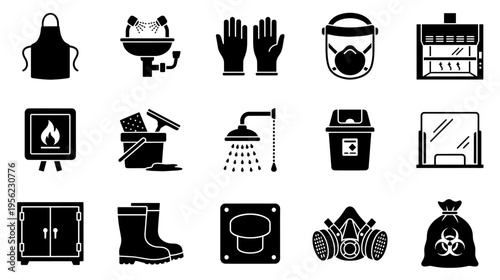 Safety equipment and lab hazard control icons